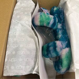 New Ugg Oh Yeah Marble Slide Slipper Sandals Aquatic Blue